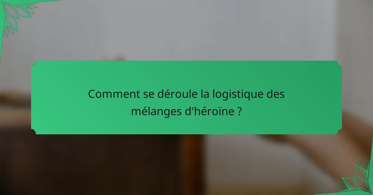 Comment se déroule la logistique des mélanges d'héroïne ?