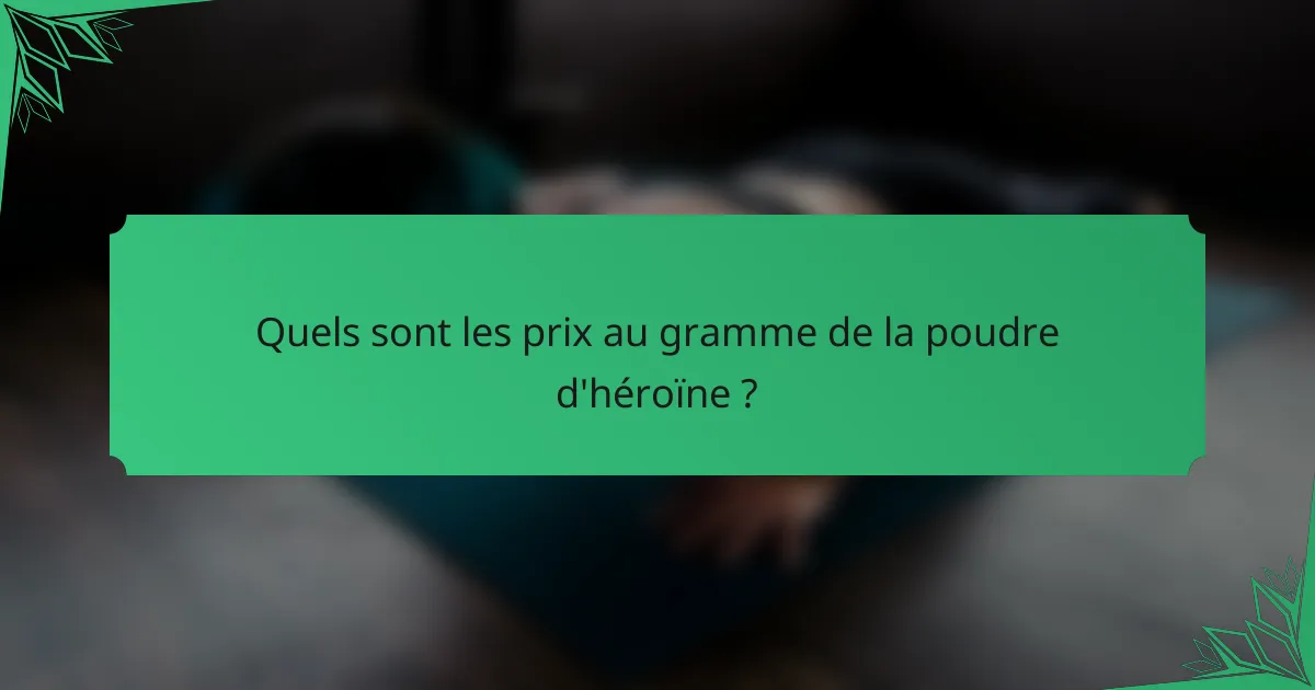 Quels sont les prix au gramme de la poudre d'héroïne ?